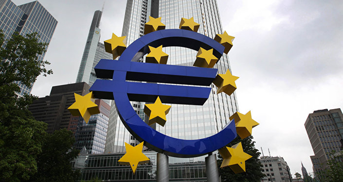 The Euro logo is pictured in front of the former headquarter of the European Central Bank (ECB) in Frankfurt am Main, western Germany, on July 20, 2015 The Euro logo is pictured in front of the former headquarter of the European Central Bank (ECB) in Frankfurt am Main, western Germany, on July 20, 2015